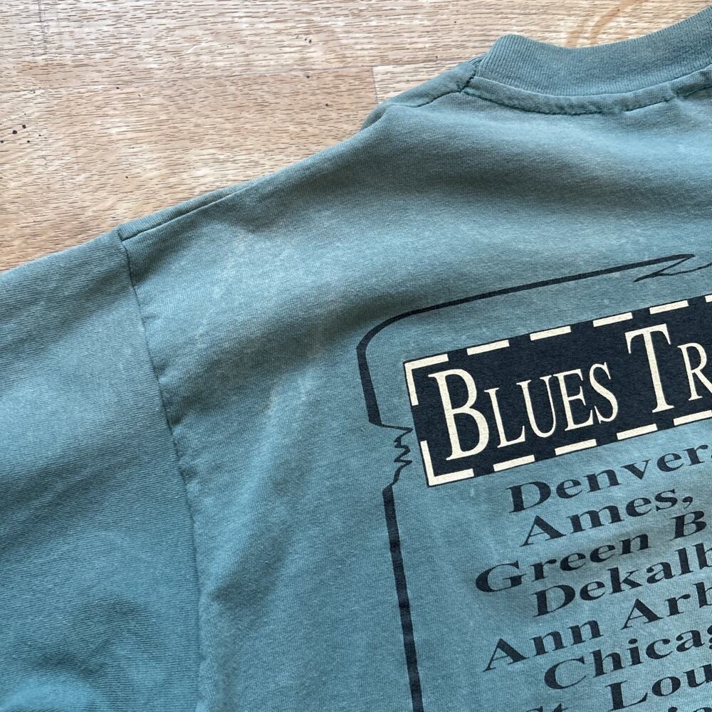 Vintage 90s BLUES TRAVELER 1996 Cat Jester Graphic Print Tour T Shirt L Anvil - Picture 10 of 13